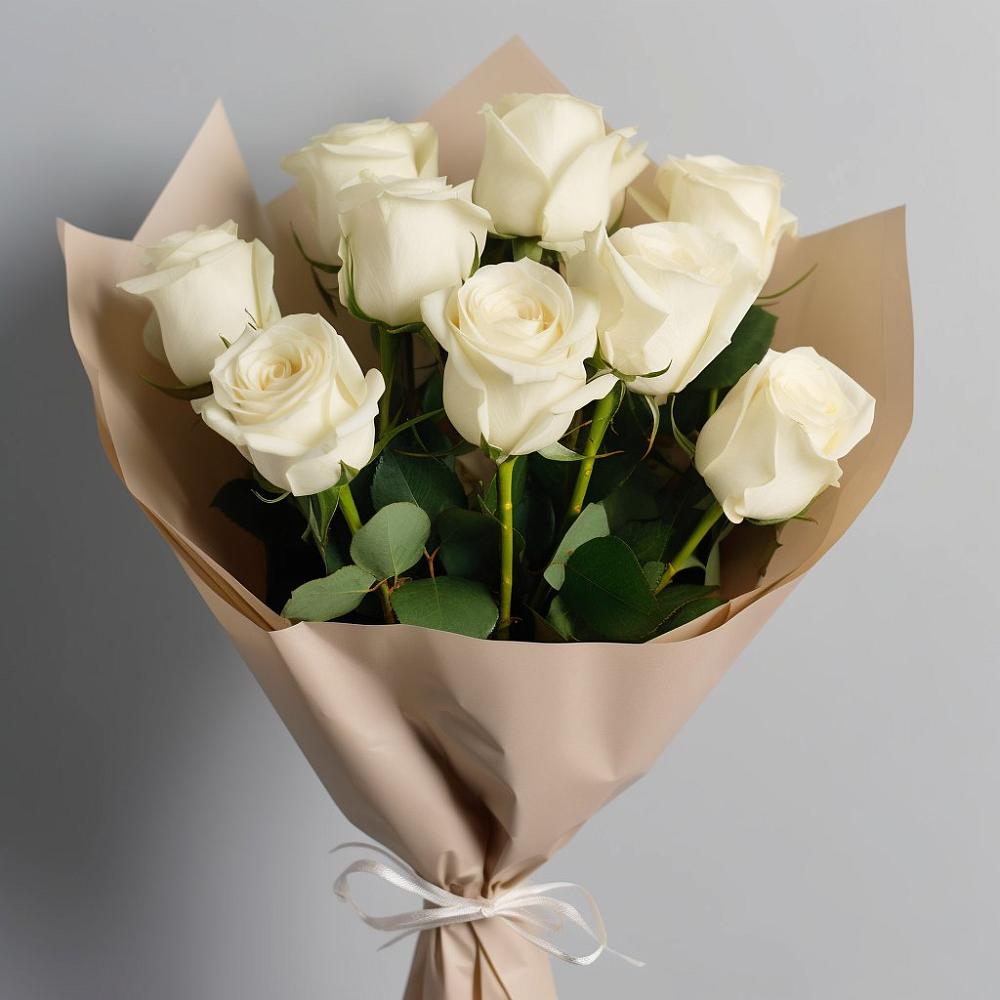 Букет 9 Белых роз Эдлесс Лав в Ак-Довураке