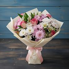 Букет цветов из:  Хризантемы, Альстромерии и Розы в Ак-Довураке