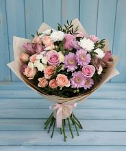 Букет цветов из:  Хризантемы, Розы и Альстромерии в Ак-Довураке