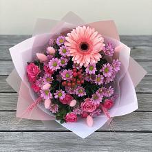 Букет цветов из:  Розы, Герберы и Хризантемы в Ак-Довураке